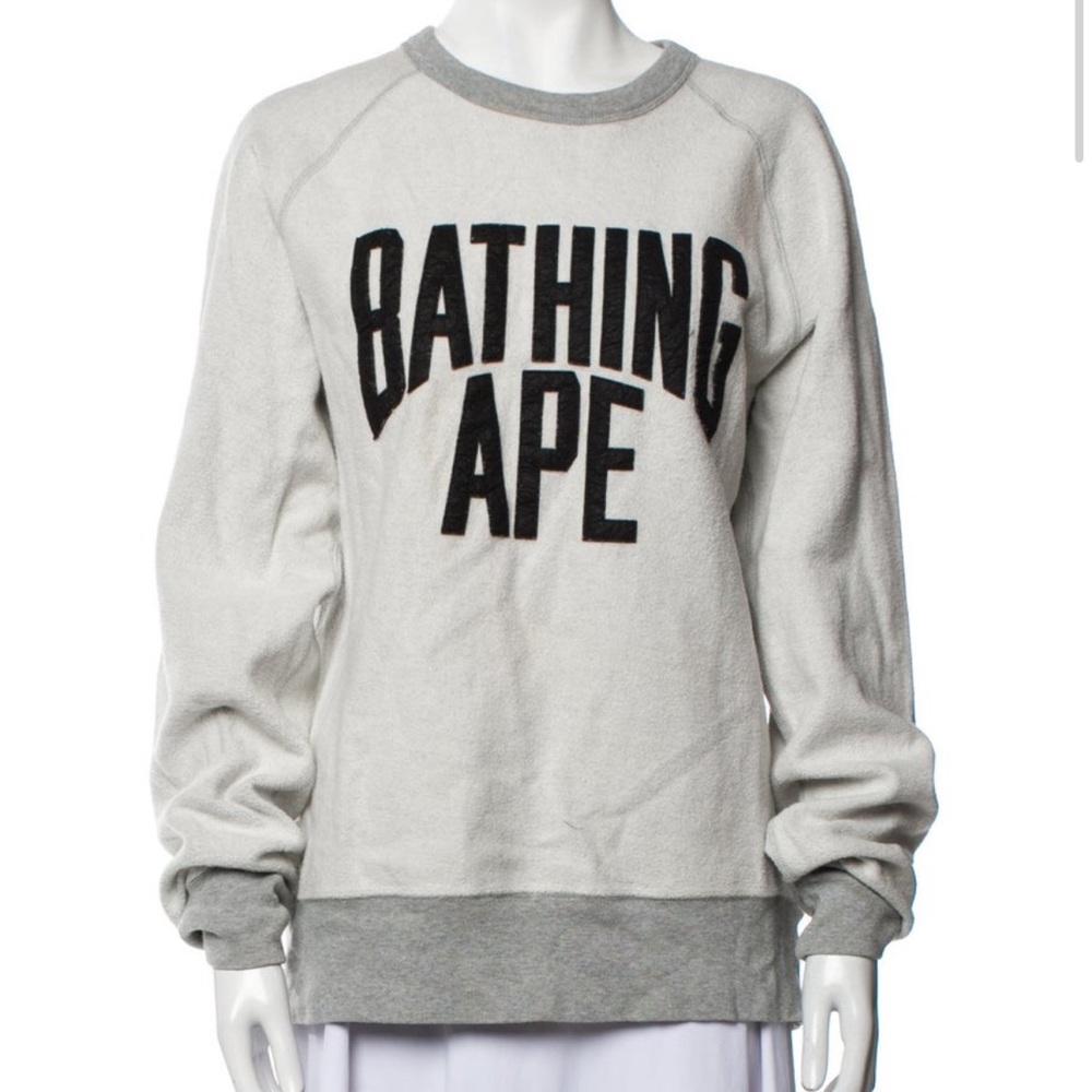 A Bathing Ape Gray and White Sweatshirt M